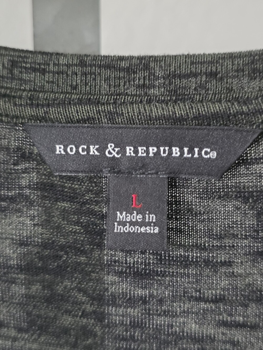 Rock & Republic Gray Marled V-Neck Long Sleeve Tunic Top Large Stretch Knit - Picture 4 of 7